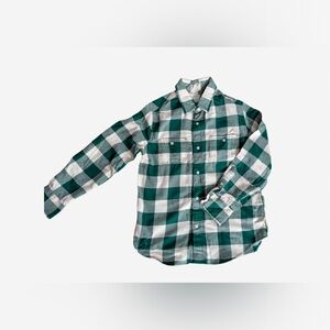 J. Crew Green and Off- White Flannel Button Down Shirt
